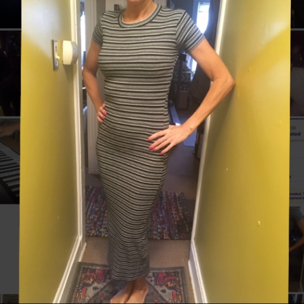 ZARA MAXI DRESS Navy striped